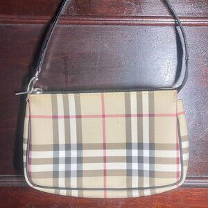 Vintage Burberry London Haymarket Check Pochette Purse, Bag, 90s, 00s
